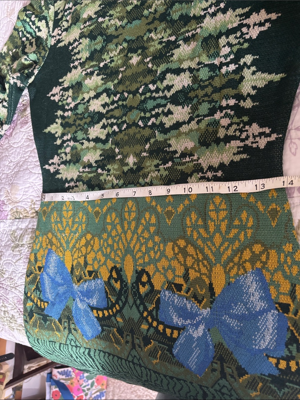 Designer Mary Katrantzou Green and Blue Patterned Dress - reversible , see pics - Picture 14 of 16